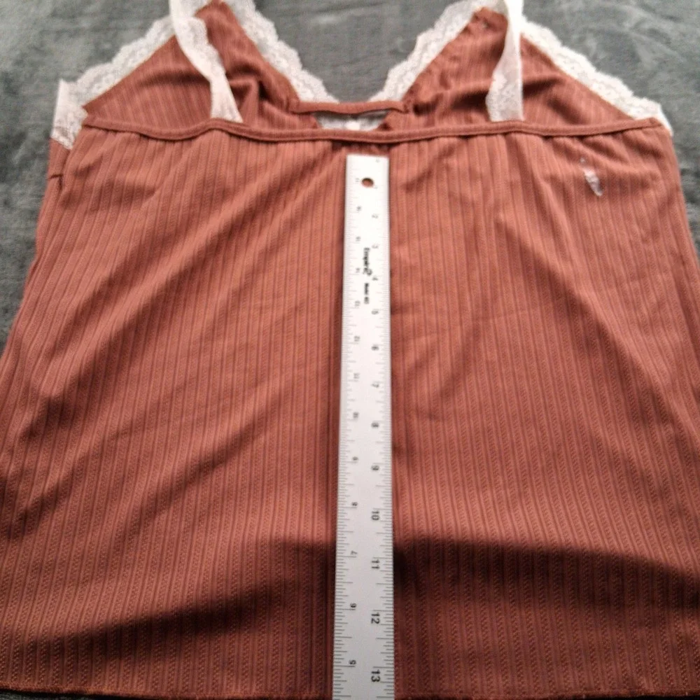 NWT Cupshe Pajama Set  XL Terracotta Ribbed Lace Trim Cami and Pants Loungewear